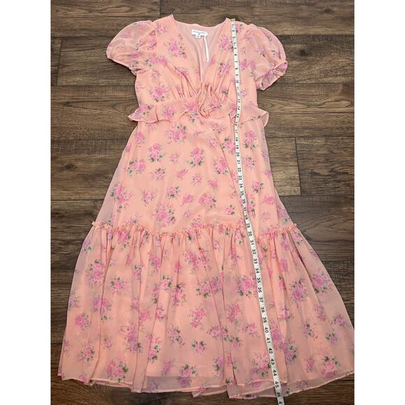 LoveShackFancy Target Fleur Pink Peach Roses Tiered Dress Short Sleeve Ruffles 8 - Picture 10 of 10